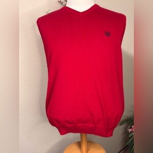 Chaps Men's Red V Neck Cotton Sweater Vest- Large